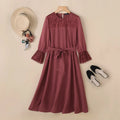 Elegant Dresses Lace Long Sleeve Belted