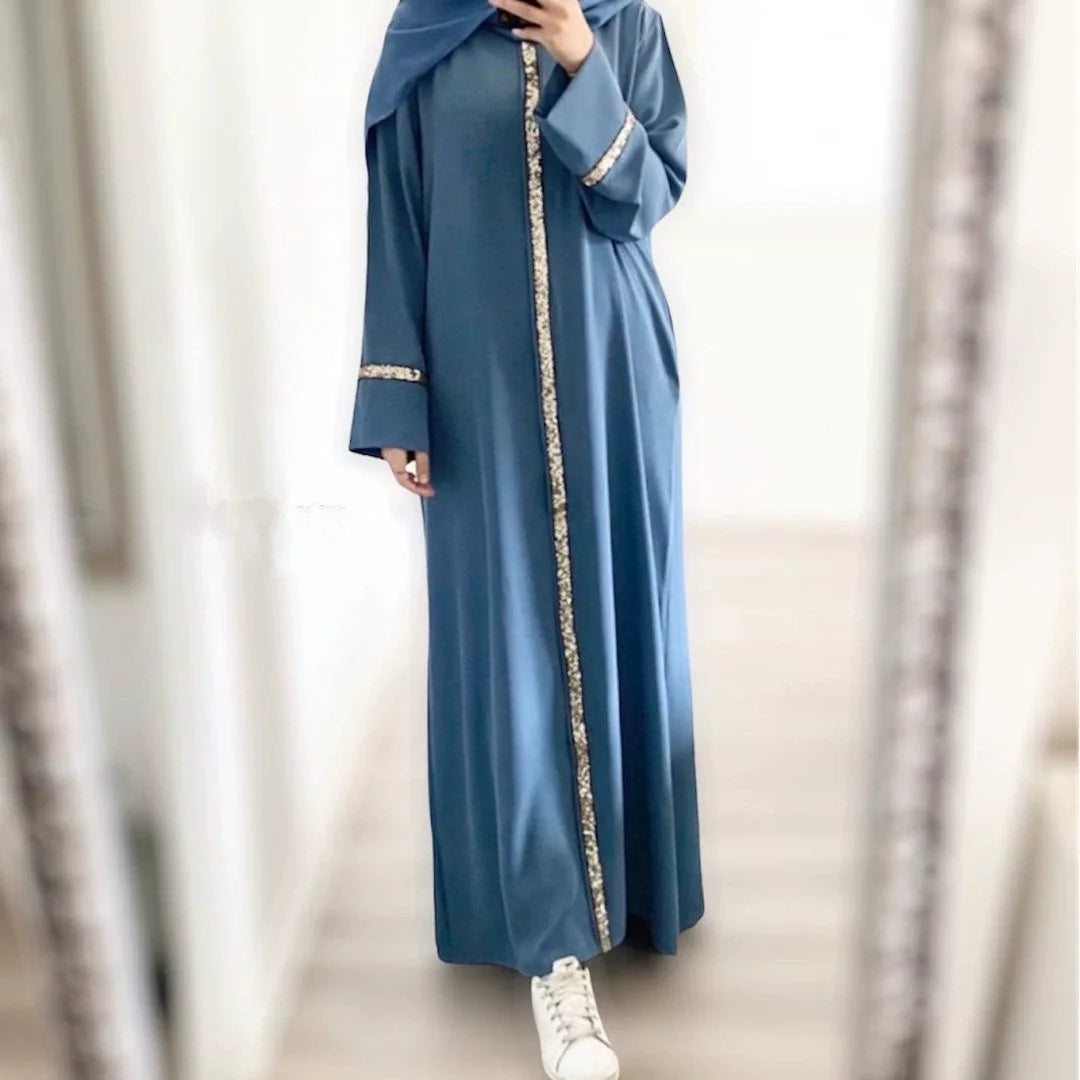 Abaya V-Neck, Long Sleeve, Belted Kaftan