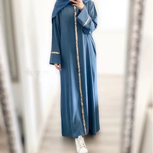 Abaya V-Neck, Long Sleeve, Belted Kaftan