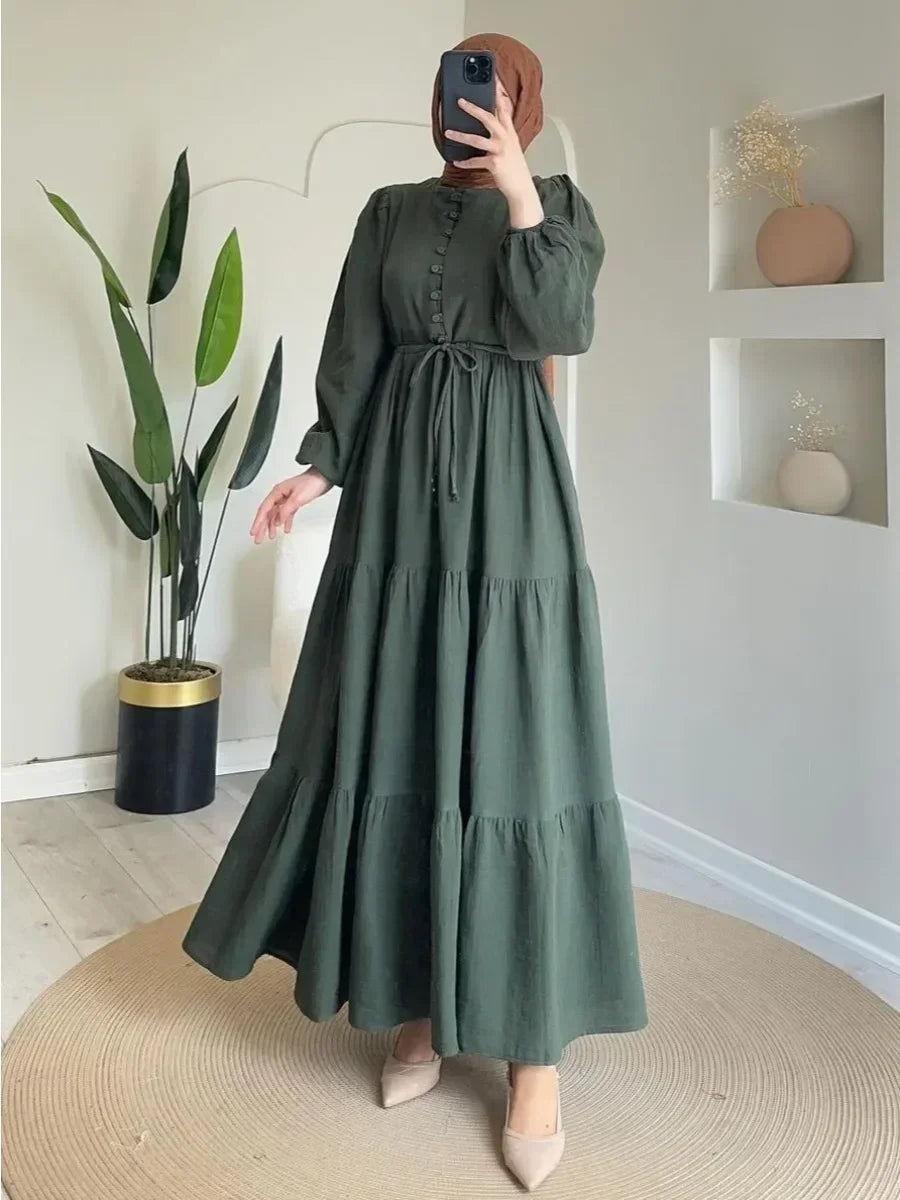 Abaya Solid Single Breasted