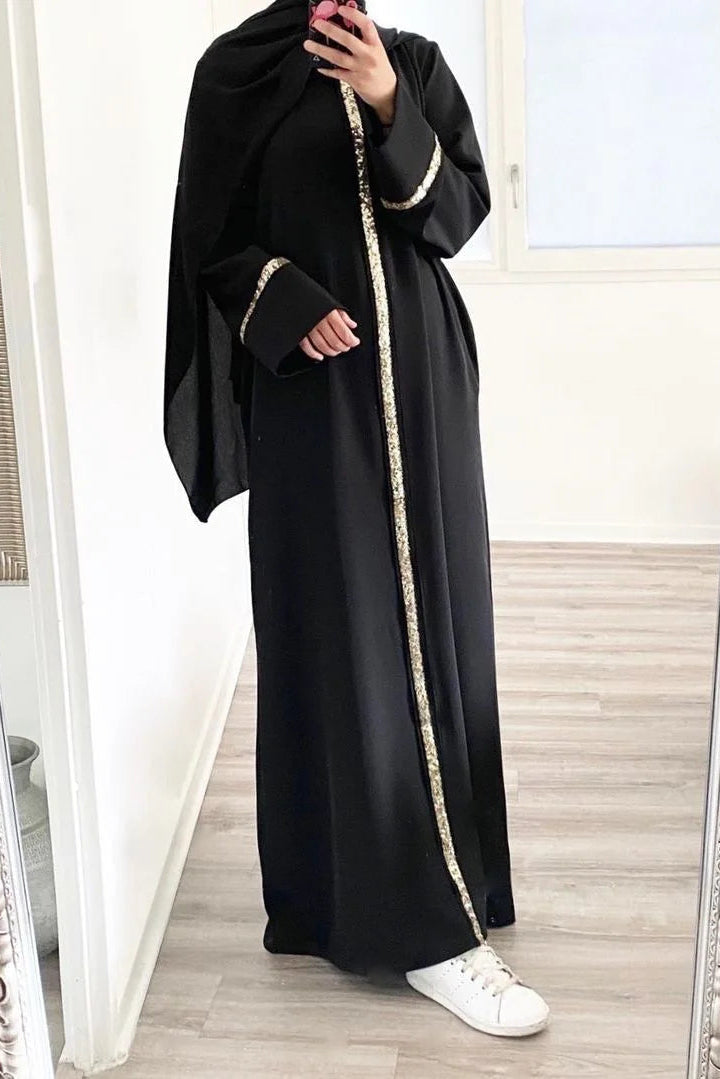 Abaya V-Neck, Long Sleeve, Belted Kaftan