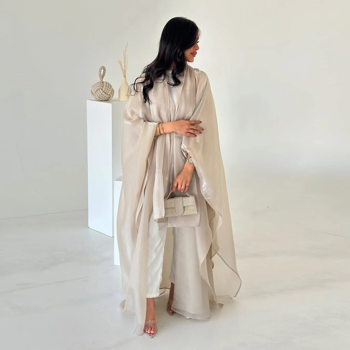 Abaya Cardigan Dresses Scarf Silky