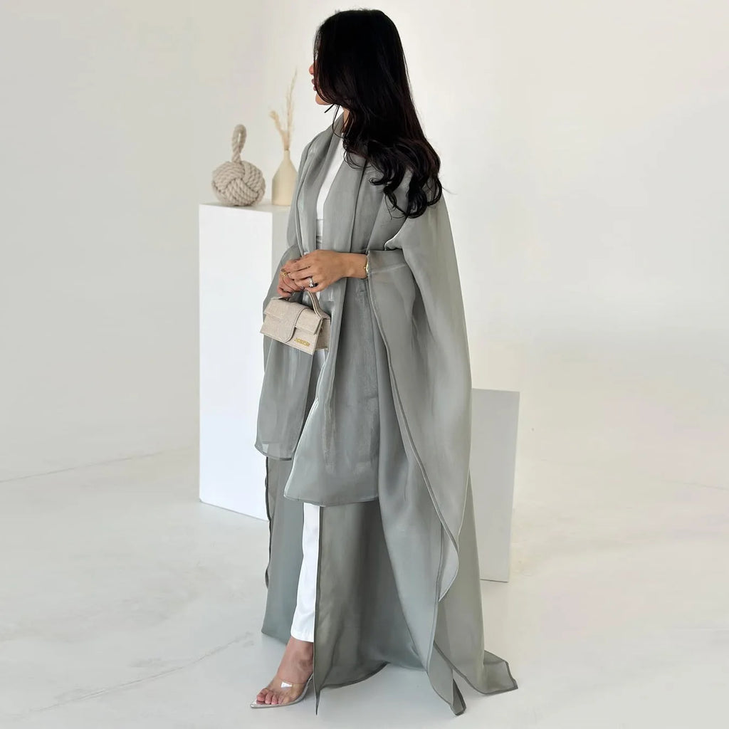 Abaya Cardigan Dresses Scarf Silky