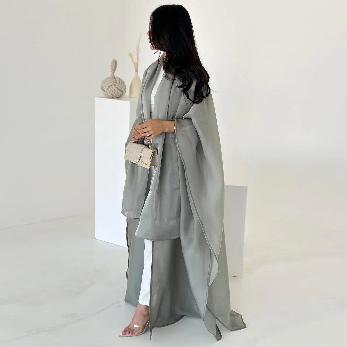 Abaya Cardigan Dresses Scarf Silky