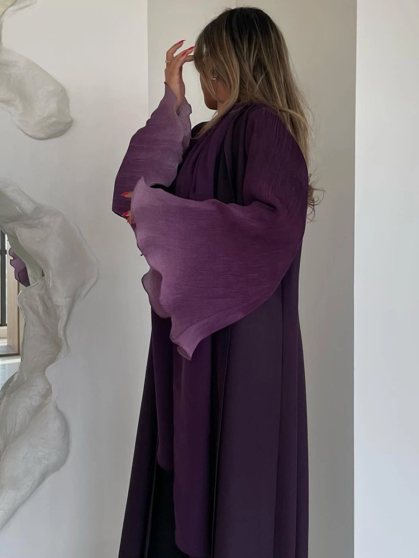 Open Front Abaya Flare Sleeve