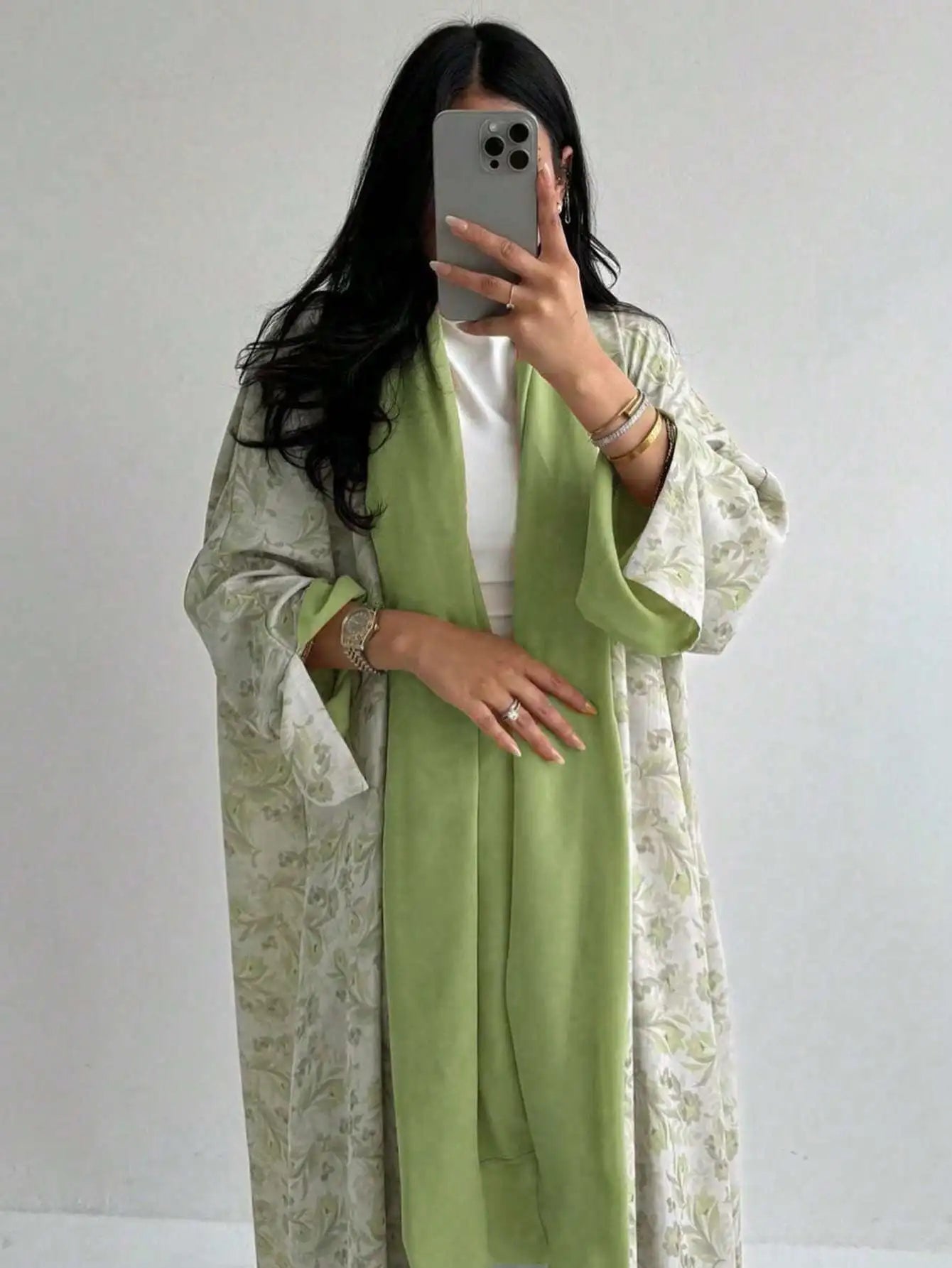 Loose Floral Long Sleeve Abaya