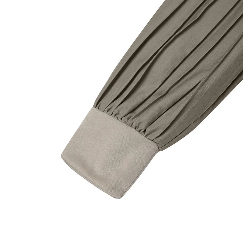 Pleated Patchwork Dress Long Robe