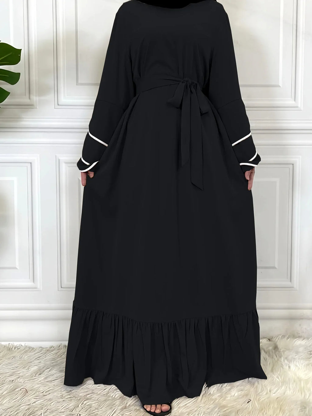 Petal Sleeve  Slim Fit Long Sleeve Dress
