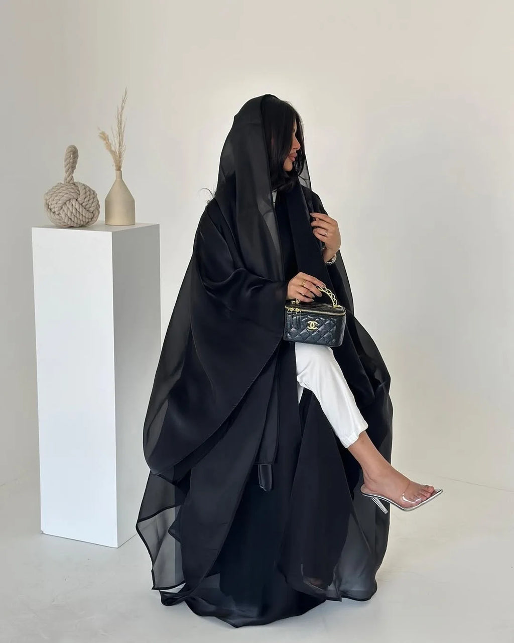 Abaya Cardigan Dresses Scarf Silky
