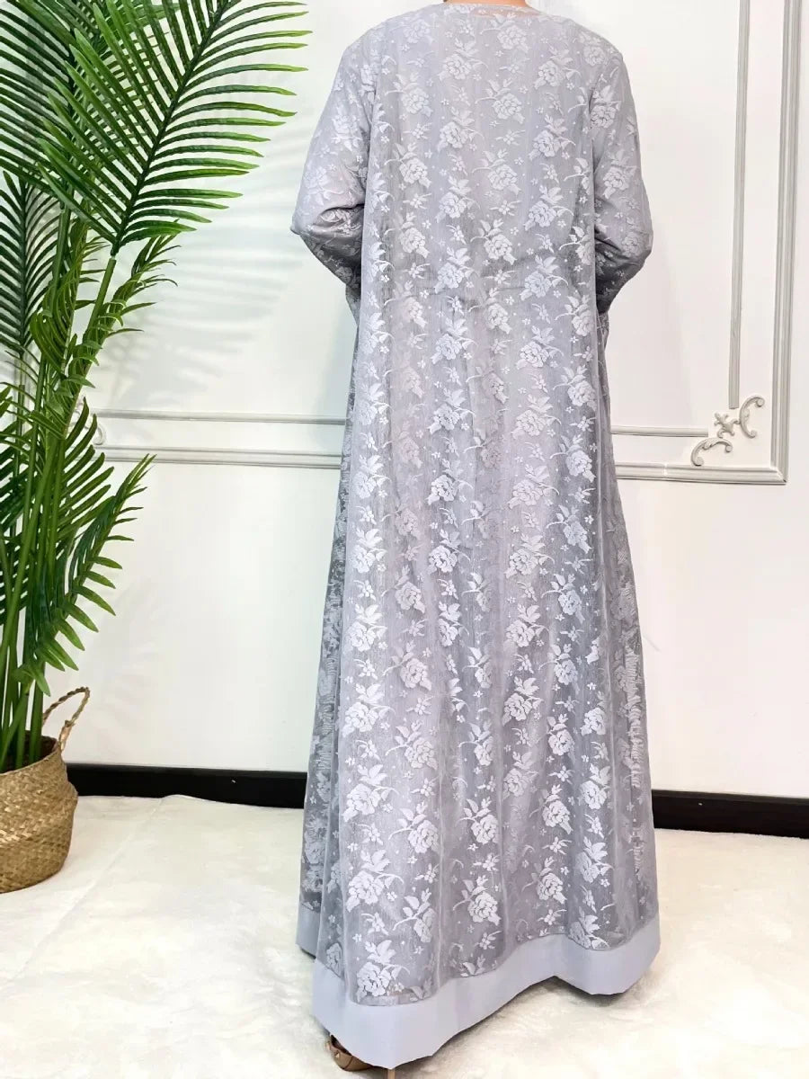 Ramadan Eid Prayer Lace Abaya 2 Piece Set