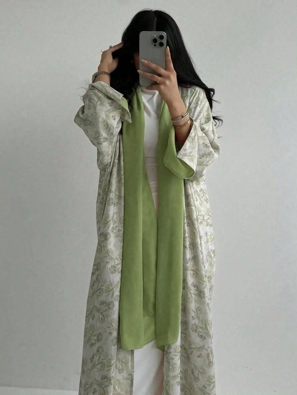 Loose Floral Long Sleeve Abaya