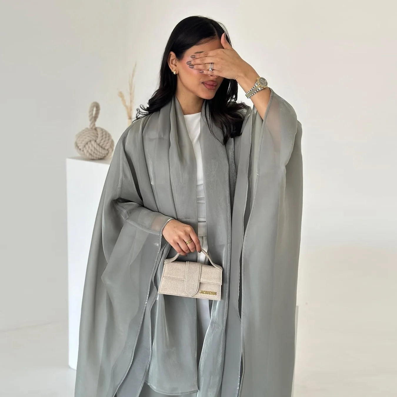 Abaya Cardigan Dresses Scarf Silky