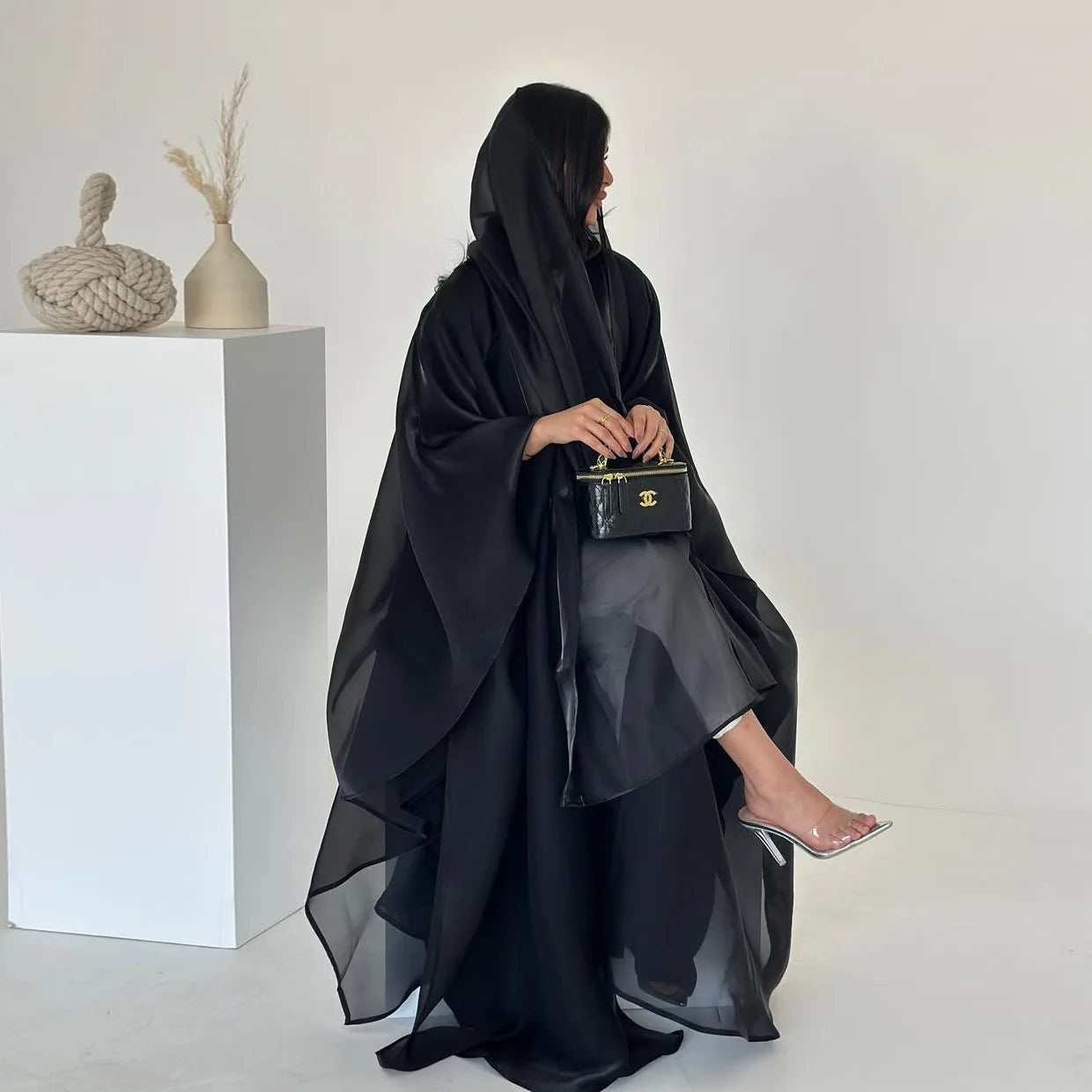 Abaya Cardigan Dresses Scarf Silky