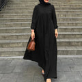 Abaya Robes Long Sleeve Ruffled Neck Solid Color