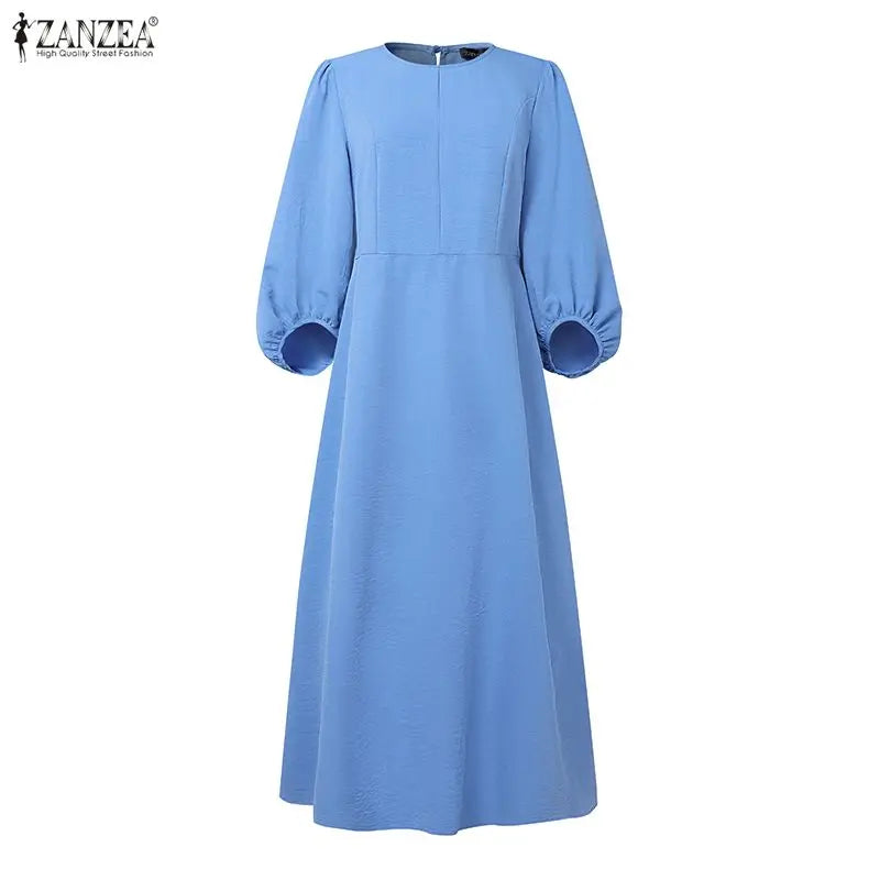 Long Dresses Modest Elegant  Sleeve Belted Crinkled Abaya
