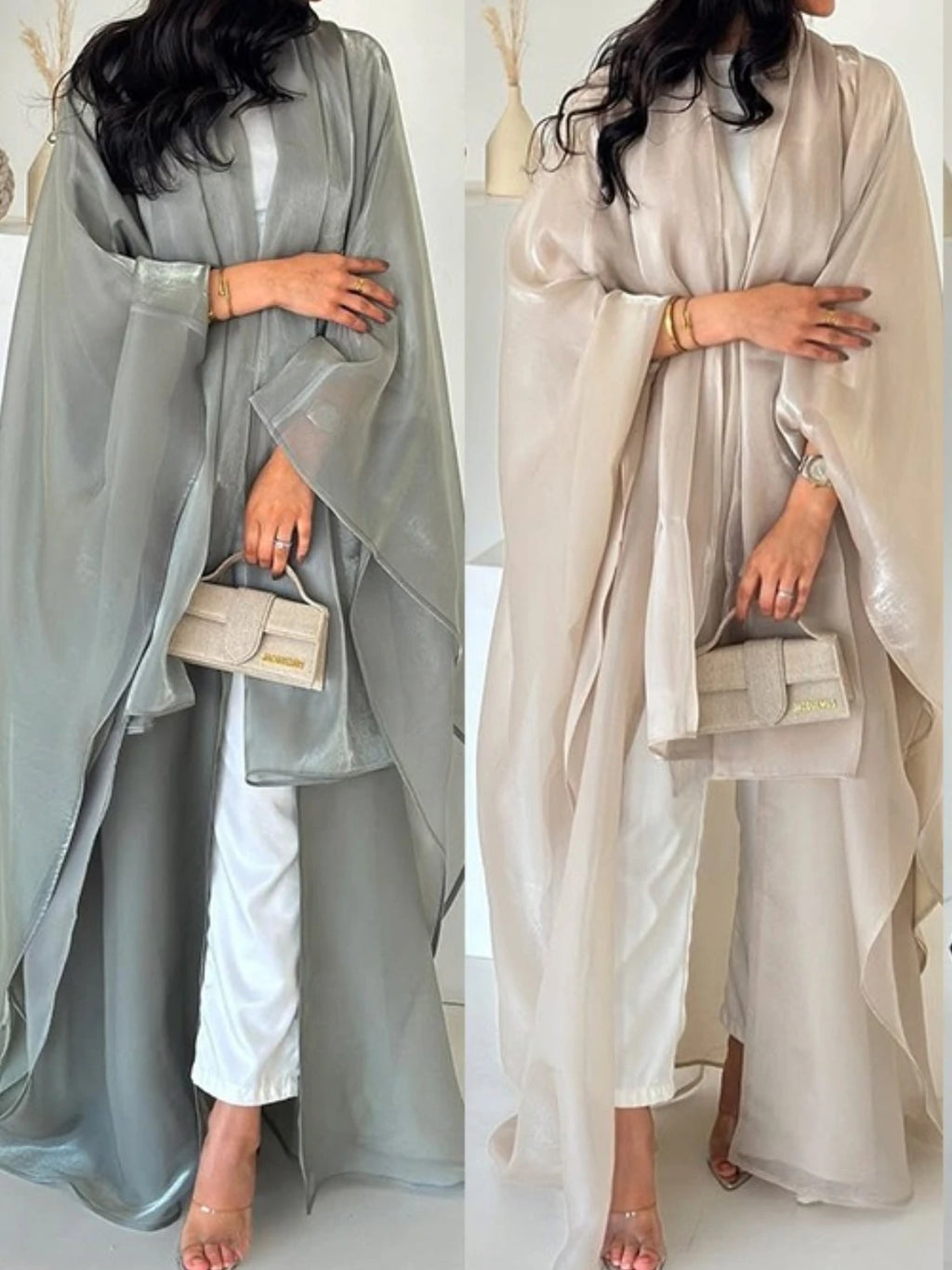 Abaya Cardigan Dresses Scarf Silky