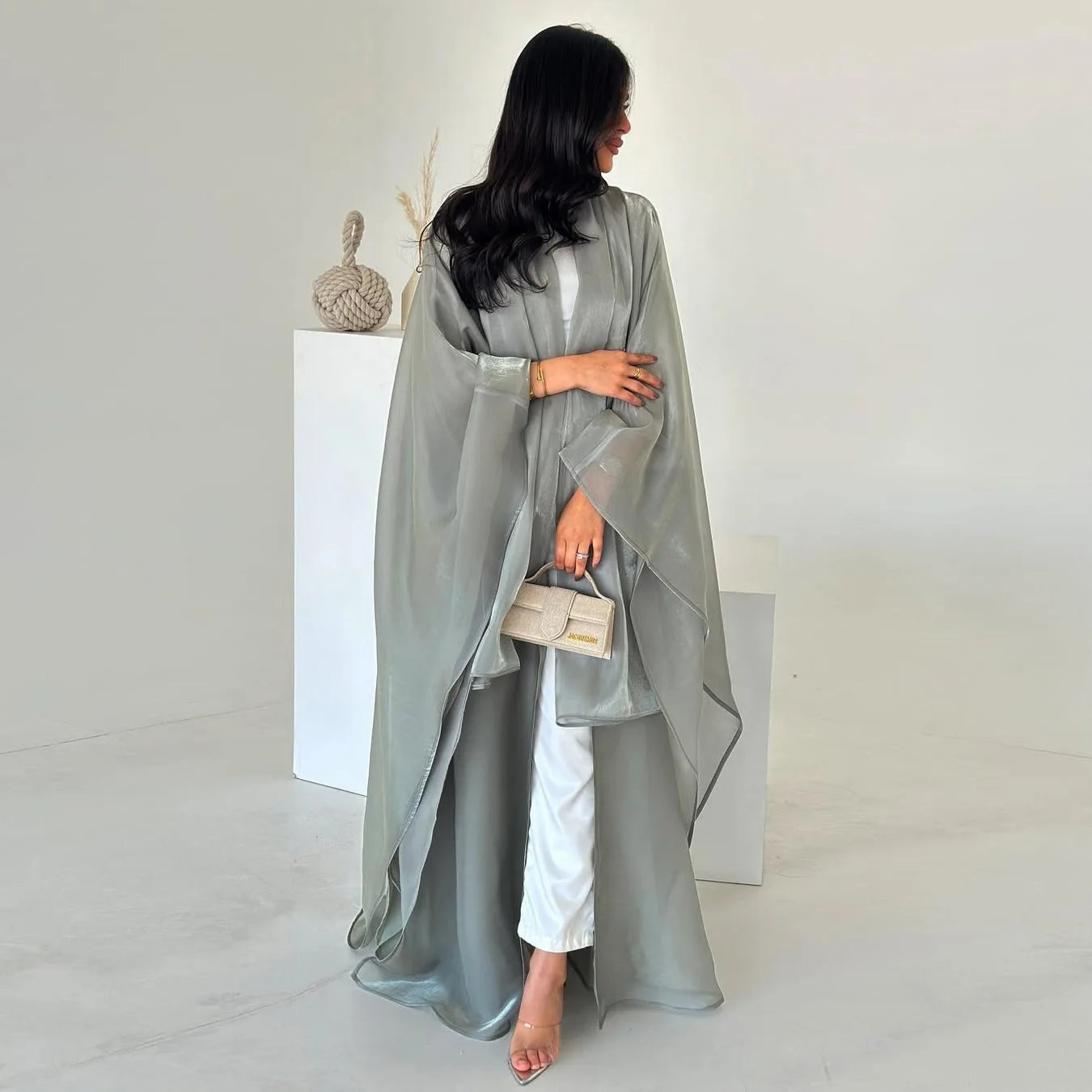 Abaya Cardigan Dresses Scarf Silky