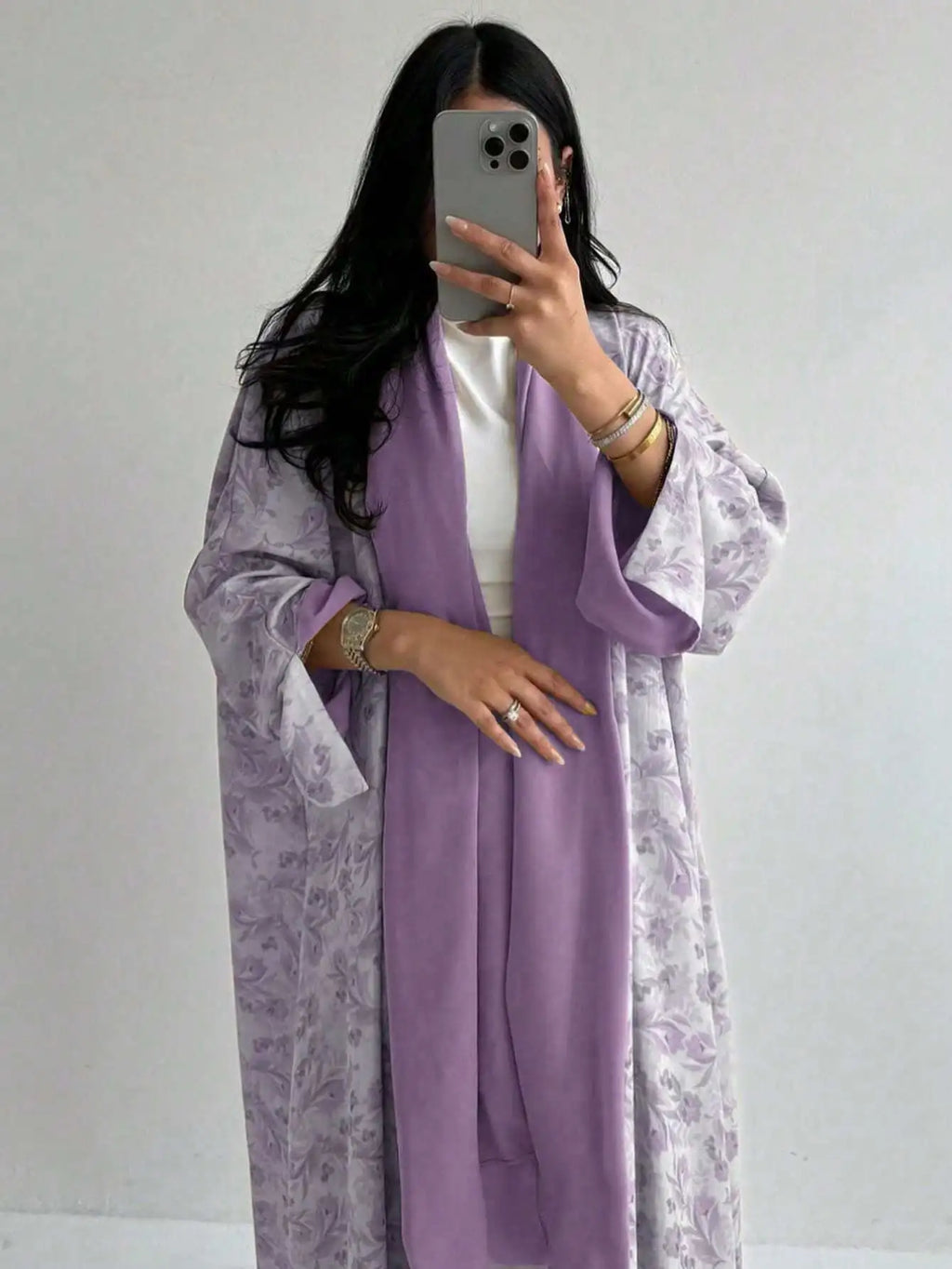 Loose Floral Long Sleeve Abaya