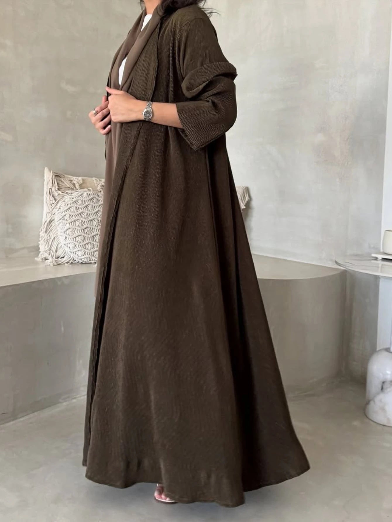 Jilbabs Open Front Abaya+Hajib 2pcs