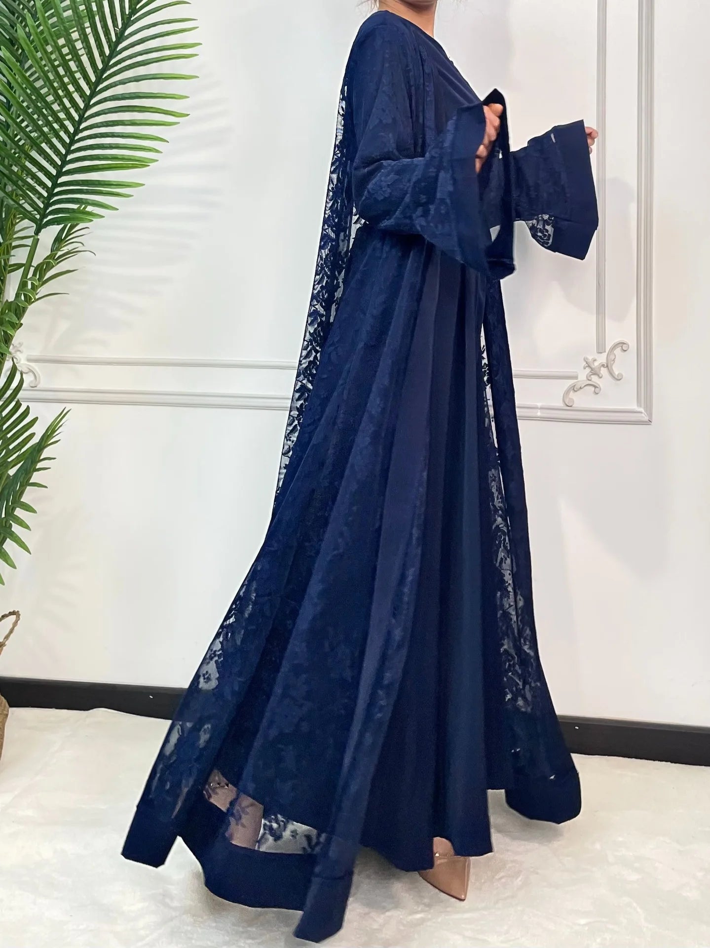 Ramadan Eid Prayer Lace Abaya 2 Piece Set