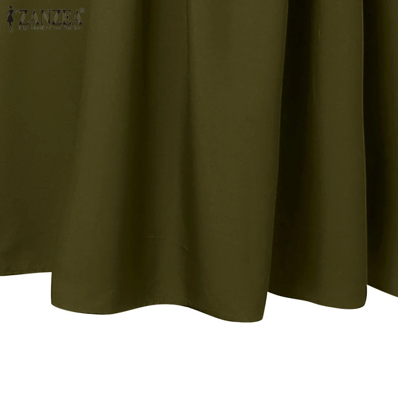 Abaya Robes Long Sleeve Ruffled Neck Solid Color