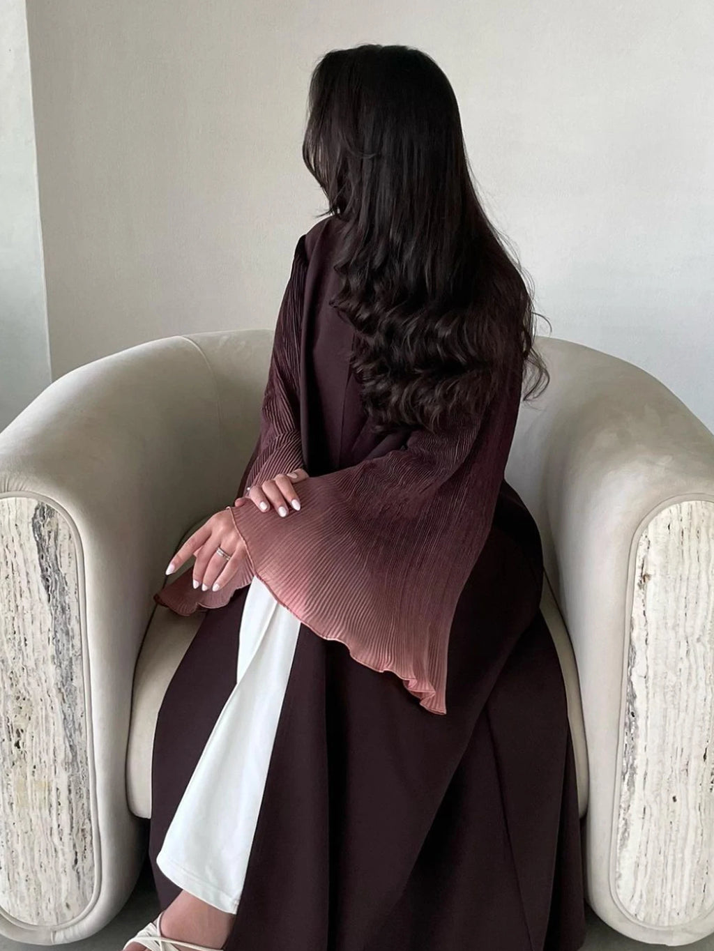 Open Front Abaya Flare Sleeve