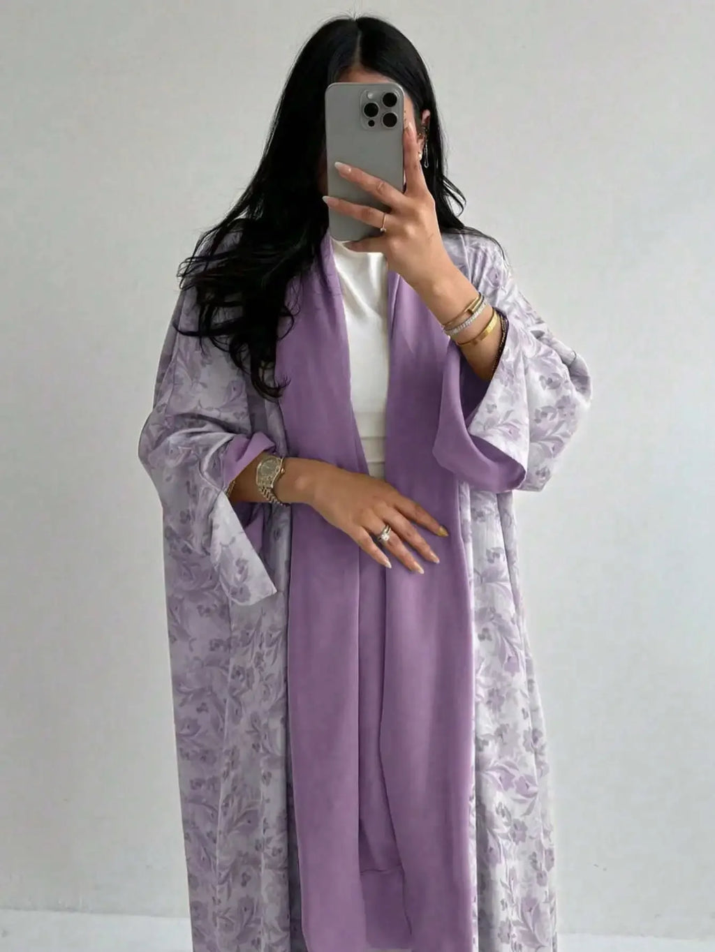 Loose Floral Long Sleeve Abaya